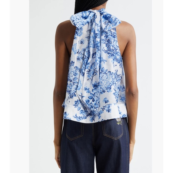 41. Cinq à Sept Coastal Bouquet $265 Rashan Sleeveless Cotton & Silk Top Size M - Picture 2 of 5